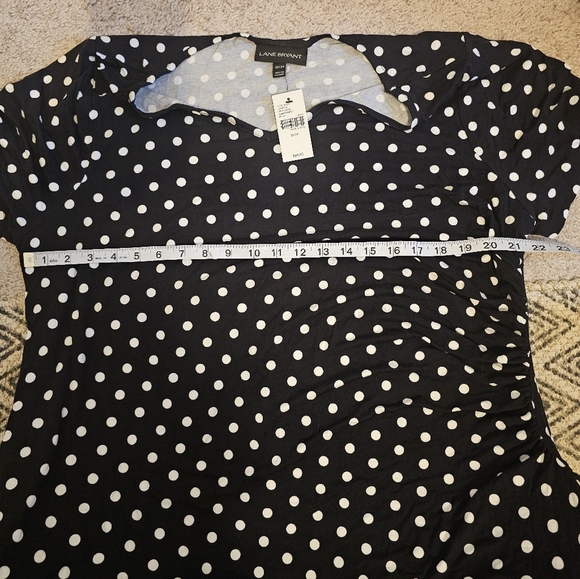 Lane Bryant NWT Polka Dot Waist Tie Stretchy Midi Dress Size 22/24 - Picture 6 of 6